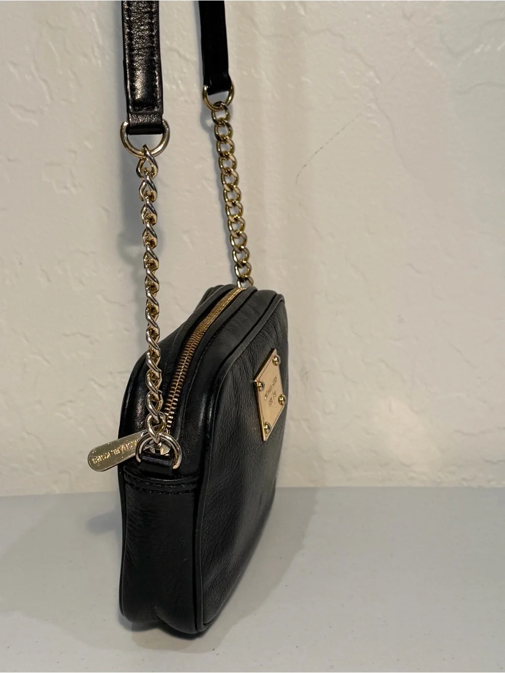 Michael Kors Black Pebbled Leather Mini Camera Crossbody Bag